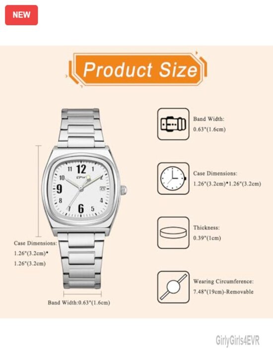 Square Women\'s Watch: Stainless Steel Strap Analog Quartz Luminous Elegant main image 7